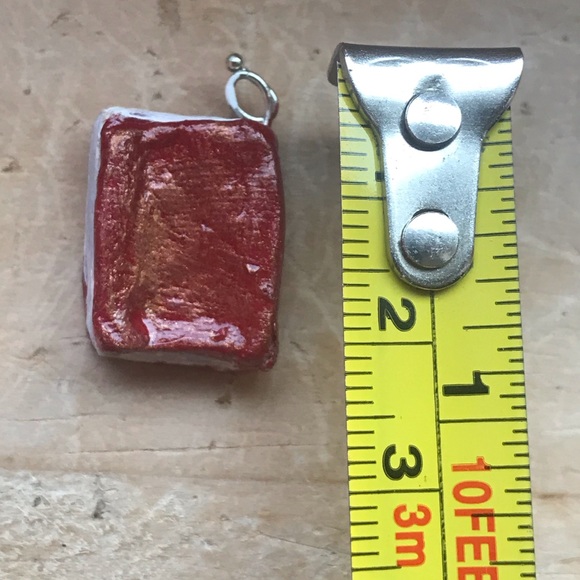 Handmade Red Metallic Vintage Book Pendant - Picture 2 of 4